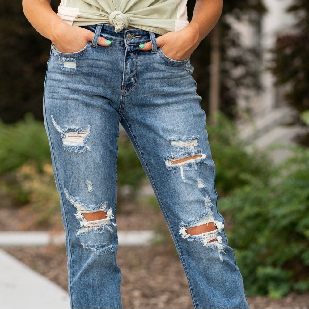 Judy Blue PRICHARD MID RISE DESTROYED BOYFRIEND jeans. Size 29/9. - Picture 10 of 10